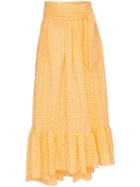 Lisa Marie Fernandez Nicole Floral Tie Waist Skirt - Yellow