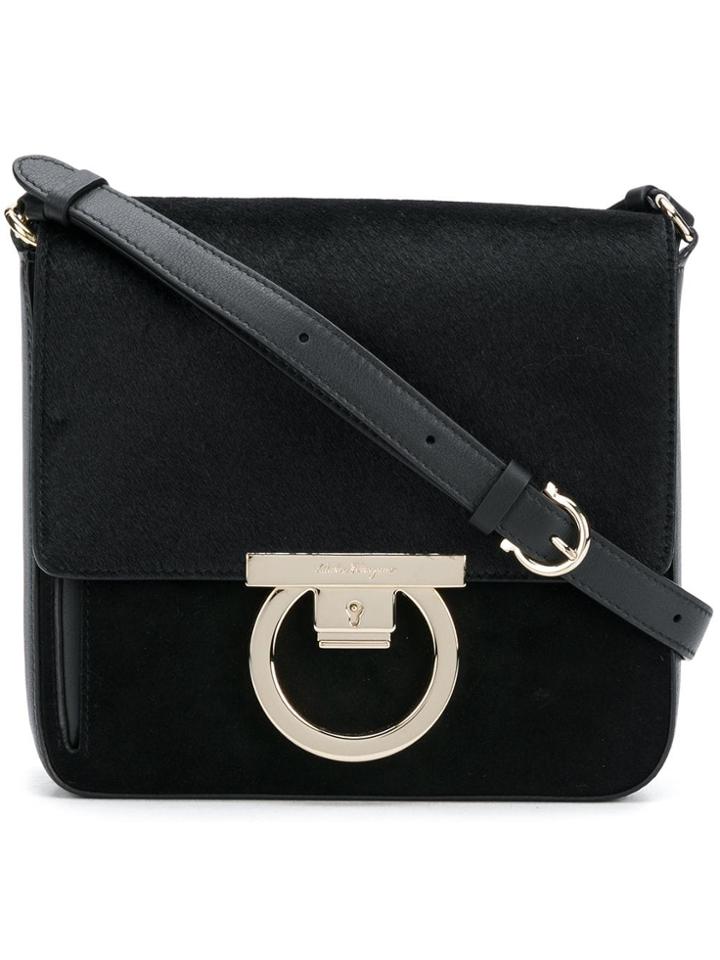 Salvatore Ferragamo Gancini Crossbody Satchel - Black