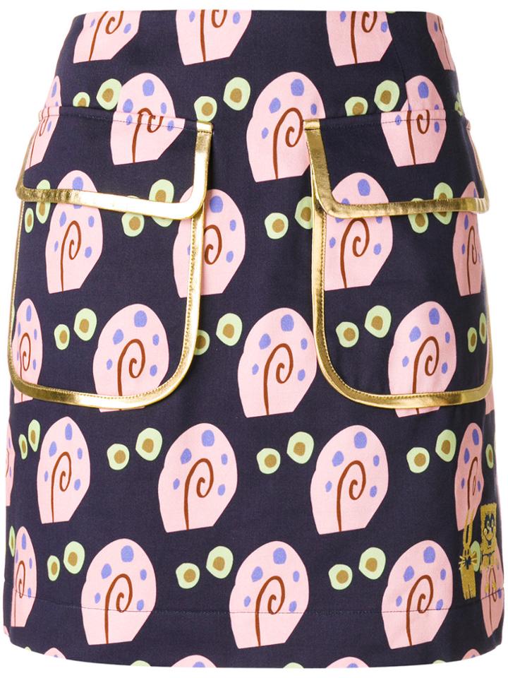 Peter Jensen Gary-print Double Pocket Skirt - Blue