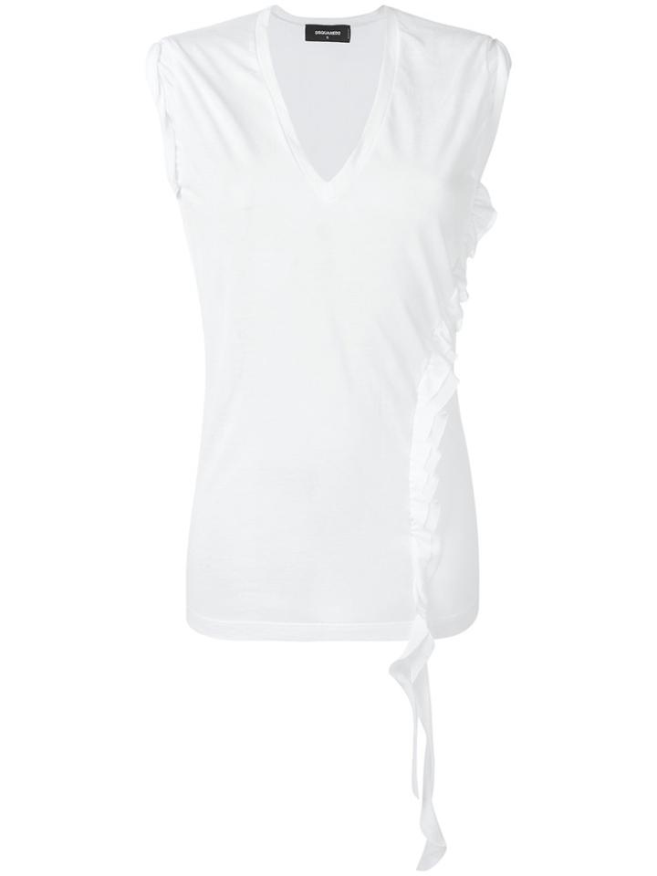 Dsquared2 Asymmetric Ruffle Tank Top - White