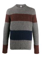 Eleventy Striped Colour-block Sweater - Grey
