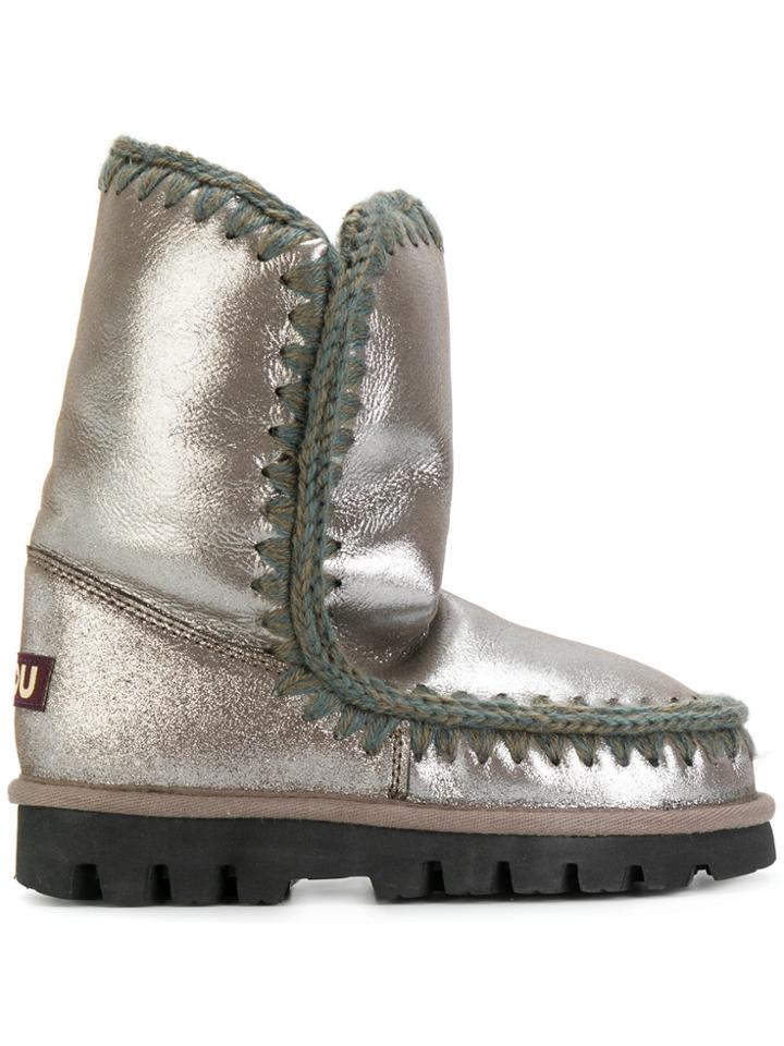 Mou Metallic Winter Boots - Grey