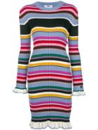 Msgm Striped Rib Knit Midi Dress - Blue