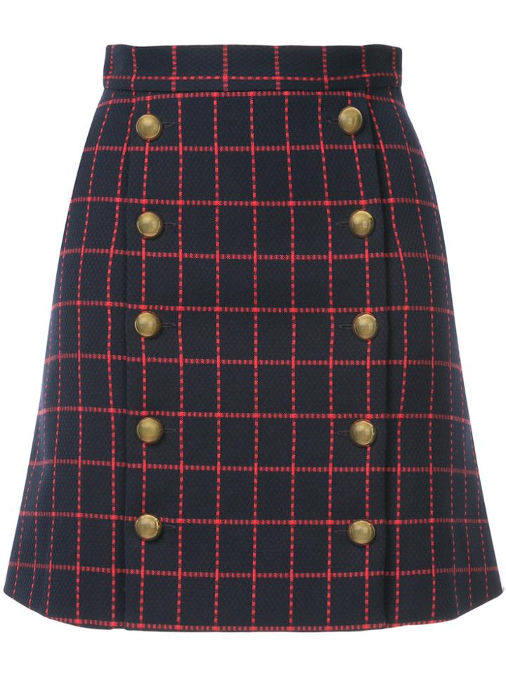 Macgraw High-waisted Checked Skirt - Blue