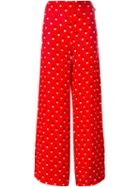 Christopher Kane Heart Print Trousers, Women's, Size: 10, Red, Silk