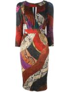 Just Cavalli Snakeskin Print Dress, Women's, Size: 44, Viscose/spandex/elastane
