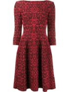 Alaïa Lace Overlay Flared Dress, Women's, Size: 42, Red, Viscose/wool/nylon/polyester