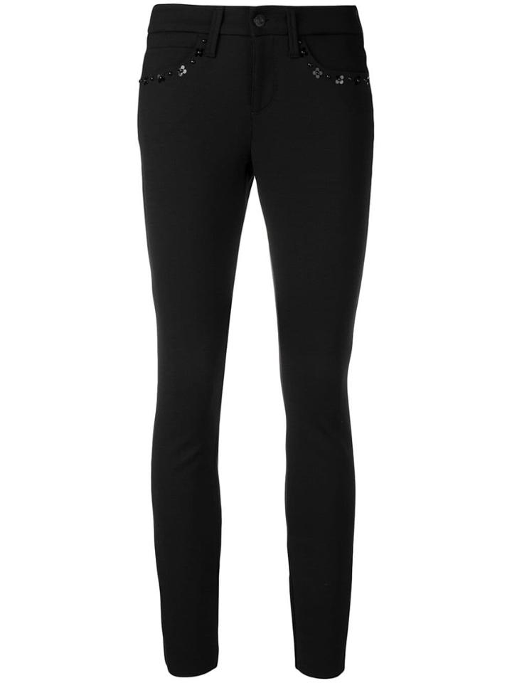 Cambio Flower Detail Skinny Trousers - Black