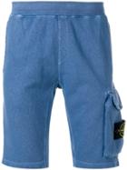 Stone Island Compass Logo Badge Cargo Shorts - Blue