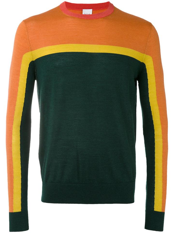 Paul Smith - Colour Block Sweater - Men - Silk/merino - S, Yellow/orange, Silk/merino