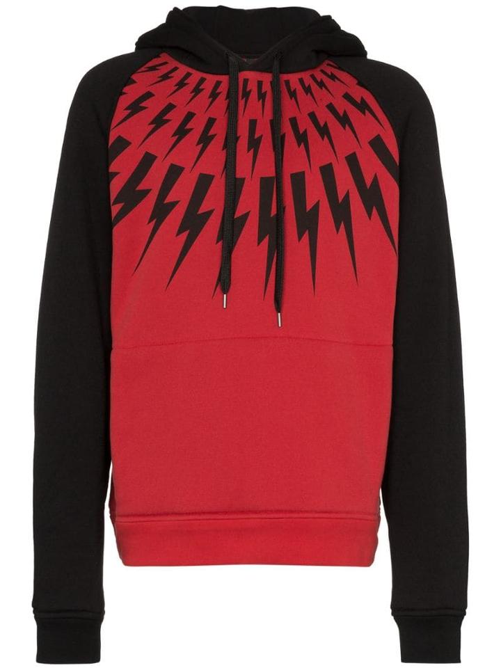 Neil Barrett Thunderbolt Print Hoodie - Black