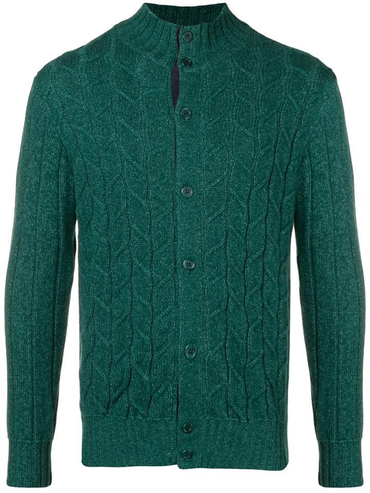 Doriani Cashmere Cable-knit Fitted Cardigan - Green