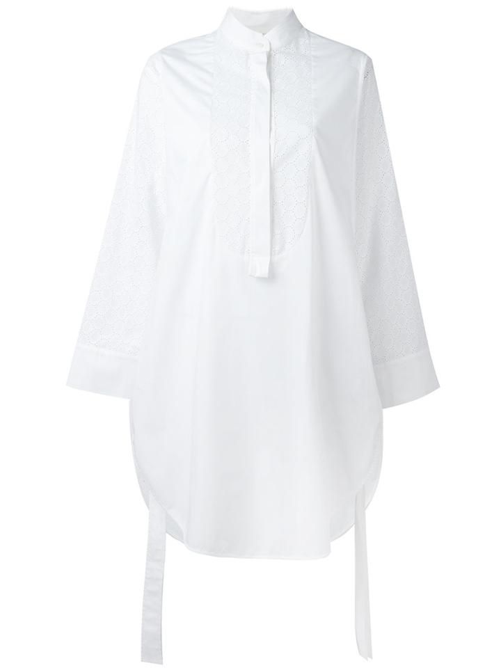 Cédric Charlier Curved Hem Blouse, Women's, Size: 42, White, Cotton/other Fibers