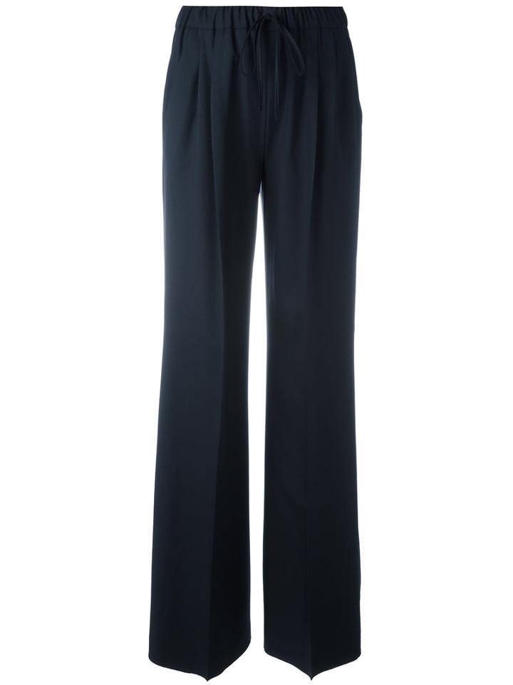 Max Mara Drawstring Wide-leg Trousers, Women's, Size: 42, Blue, Virgin Wool