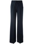 Max Mara Drawstring Wide-leg Trousers, Women's, Size: 42, Blue, Virgin Wool