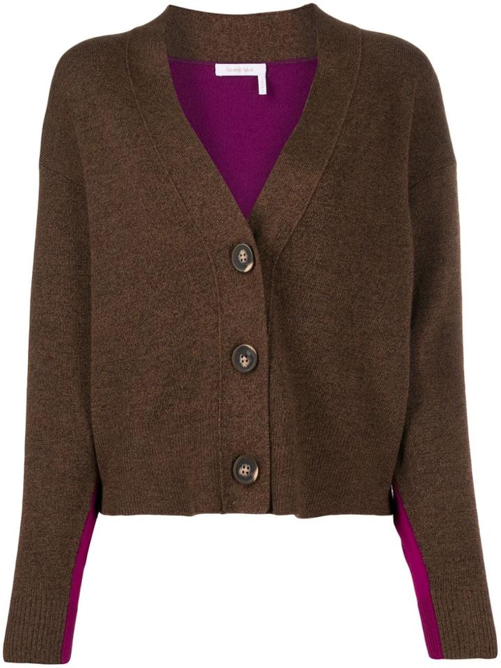 See By Chloé Two Tone Button Cardigan - Brown