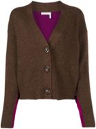 See By Chloé Two Tone Button Cardigan - Brown