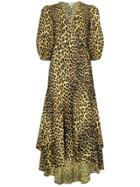 Ganni Bijou Leopard Print Dress - Yellow