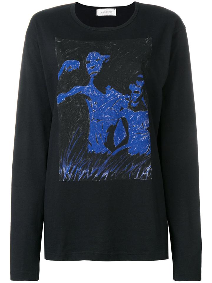 Wales Bonner Print Long-sleeve Sweatshirt - Black