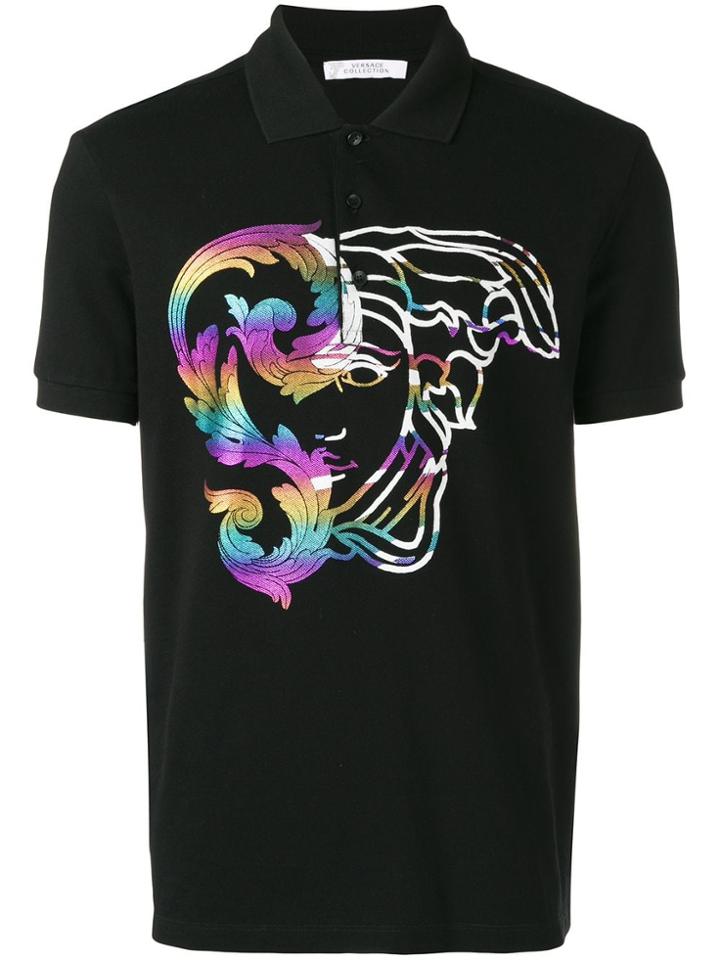 Versace Collection Black Logo Polo Top