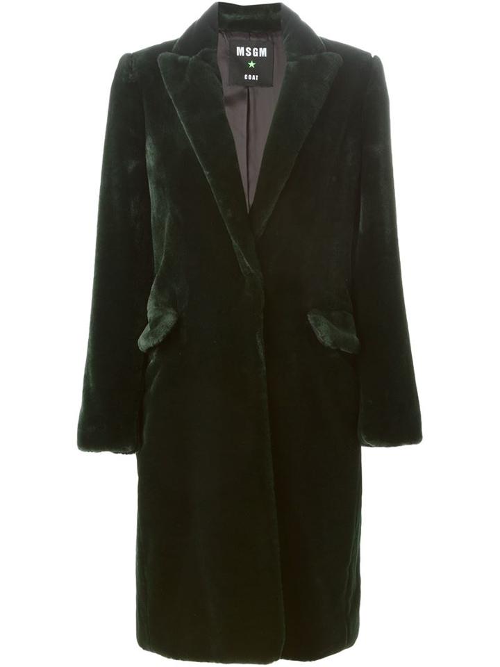 Msgm Single Breasted Midi Coat, Women's, Size: 38, Green, Polyacrylic/modacrylic/polyester/viscose