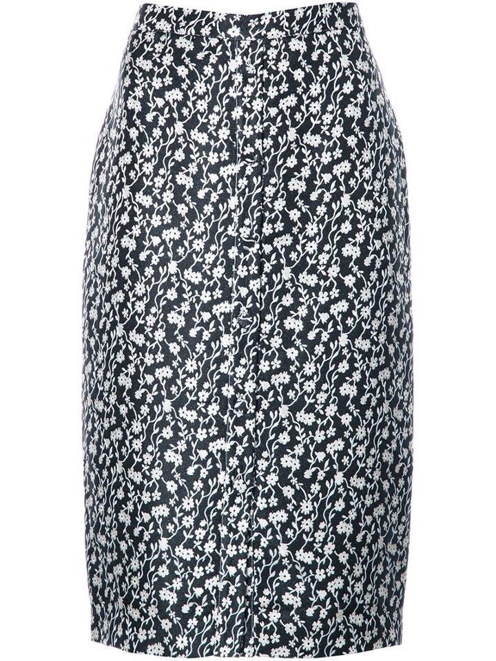 Altuzarra Floral Print Skirt, Women's, Size: 38, Blue, Acetate/silk/lurex/polyamide