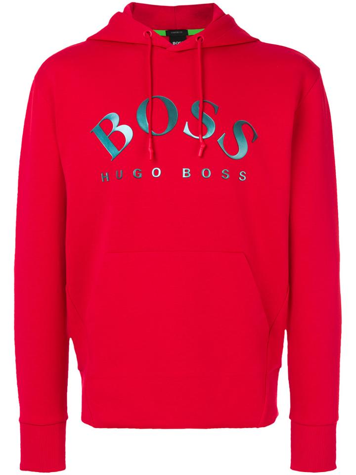 Boss Hugo Boss Logo Print Hoodie - Red