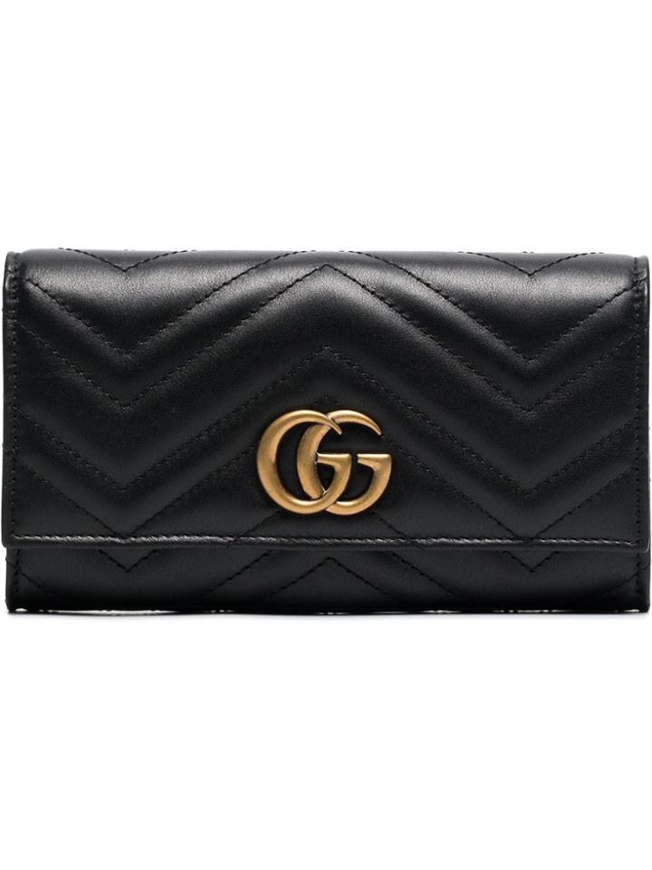 Gucci Black Gg Marmont Continental Leather Wallet