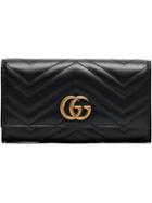 Gucci Black Gg Marmont Continental Leather Wallet