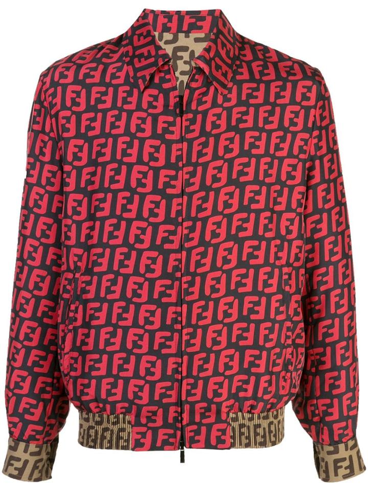 Fendi Ff Logo Print Jacket - Red