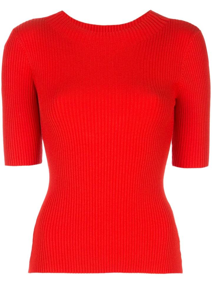 Milly Ribbed Knit Top - Red