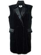 Mm6 Maison Margiela Sleeveless Frayed Jacket, Women's, Size: 44, Black, Cotton/polyester