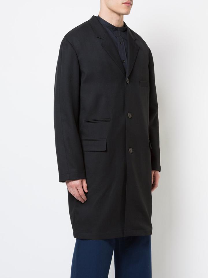 Lemaire Notch Collar Mid-length Overcoat - Black