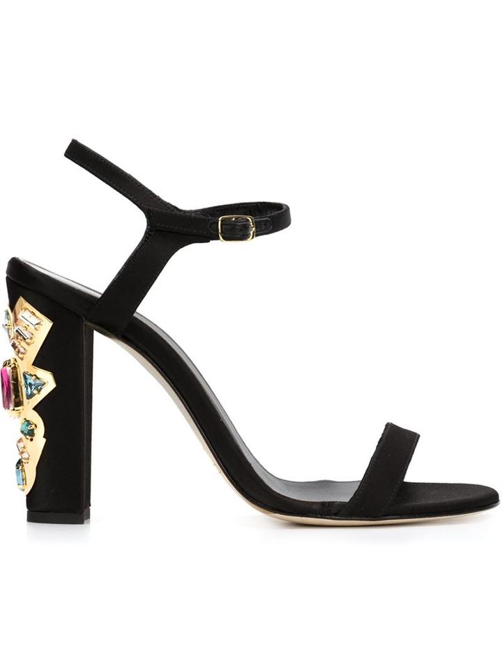 Oscar De La Renta Crystal Block Heel Sandals