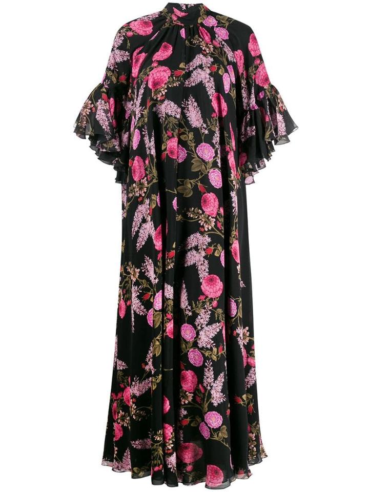 Giambattista Valli Floral Print Long Dress - Black
