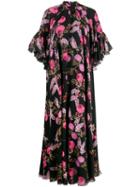 Giambattista Valli Floral Print Long Dress - Black