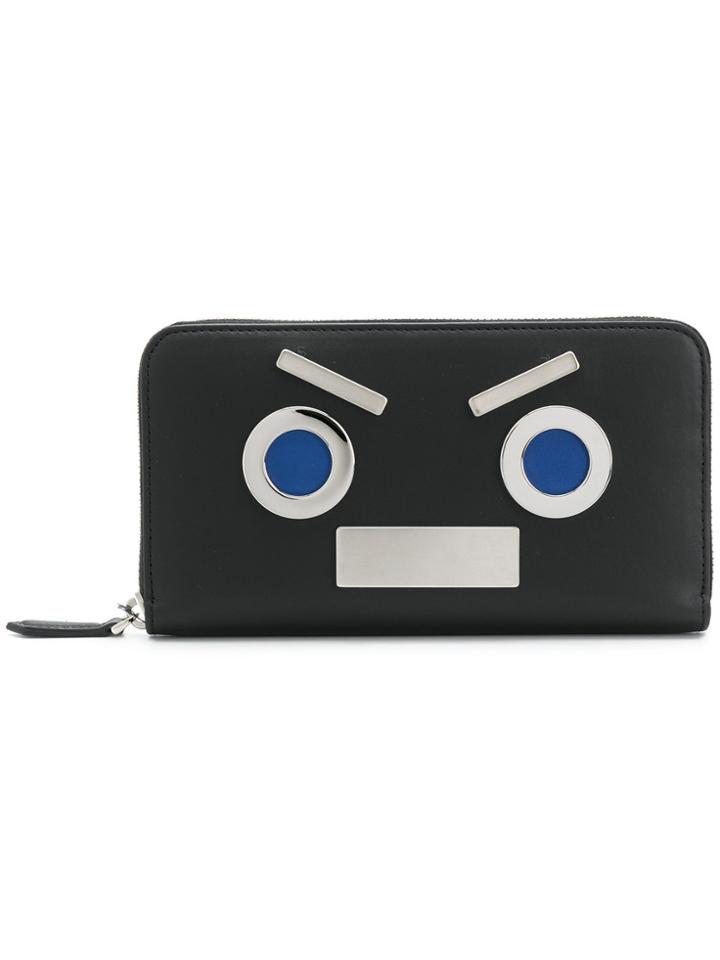 Fendi Eyes Zip Around Wallet - Black