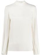 Theory Relaxed-fit Mock-neck Blouse - Neutrals