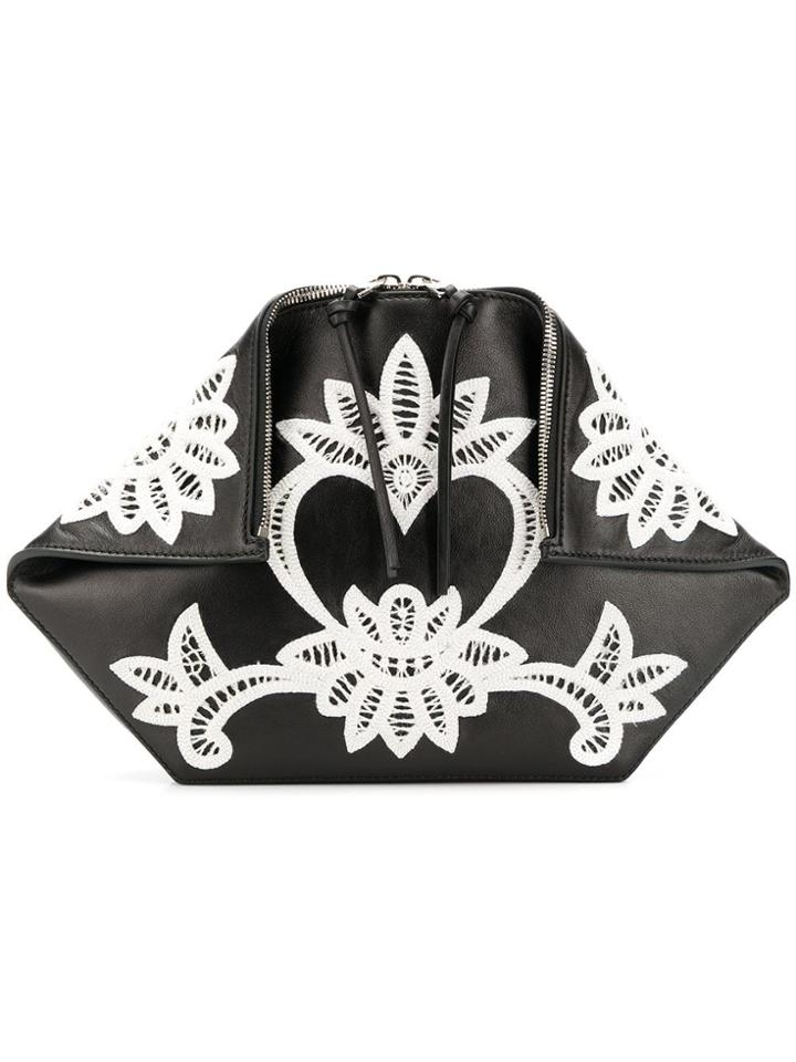 Alexander Mcqueen Embroidered Clutch - Black