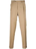 Canali Pleated Tapered Trousers, Men's, Size: 48, Nude/neutrals, Wool