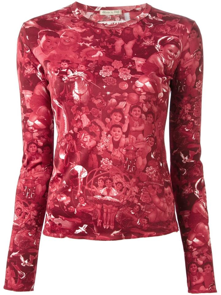 Jean Paul Gaultier Vintage Babies Print Top - Red