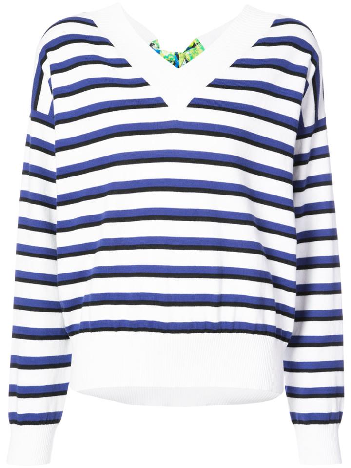Msgm Striped Tie-back Sweater - Pink & Purple