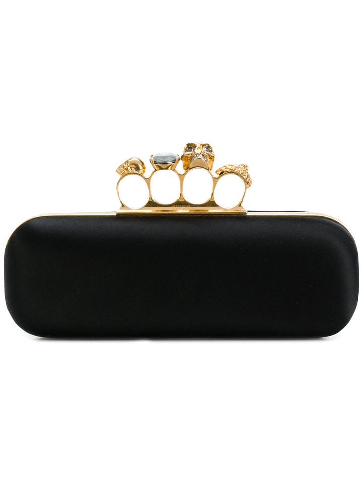 Alexander Mcqueen - Knuckle Box Long Clutch - Women - Silk/brass - One Size, Black, Silk/brass