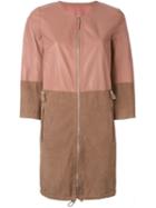 Eleventy Tonal Coat, Women's, Size: 44, Pink/purple, Leather/suede
