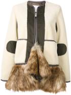 Sacai Jacket With Faux Fur Hem - Nude & Neutrals