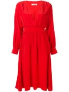 Anine Bing Flared Midi Dress, Size: Medium, Red, Silk/polyamide