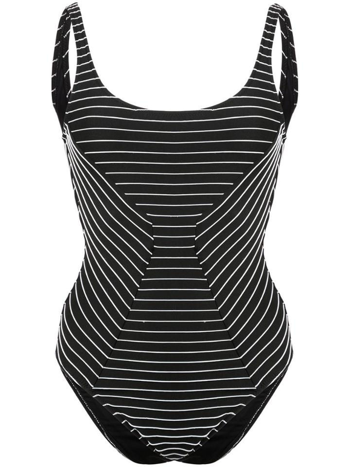 Fleur Du Mal Stripe Mitered One-piece Swimsuit - Black