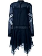 Just Cavalli Lace Insert Asymmetric Dress, Women's, Size: 38, Blue, Cotton/polyamide