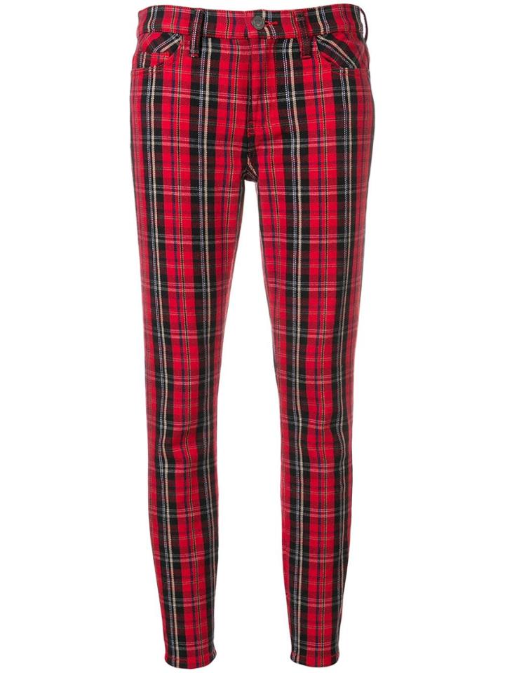 Current/elliott Tartan Skinny Trousers - Red