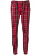 Current/elliott Tartan Skinny Trousers - Red